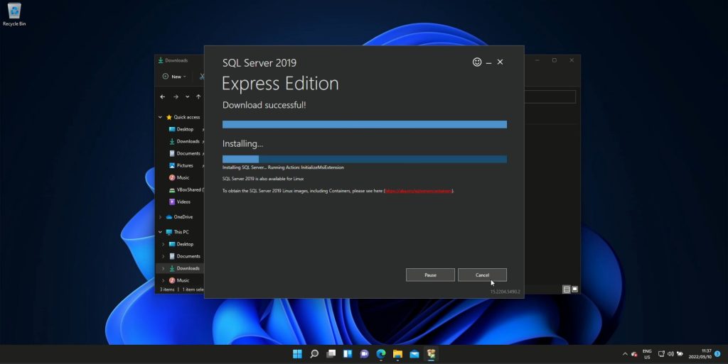 SQL Server Download Successful