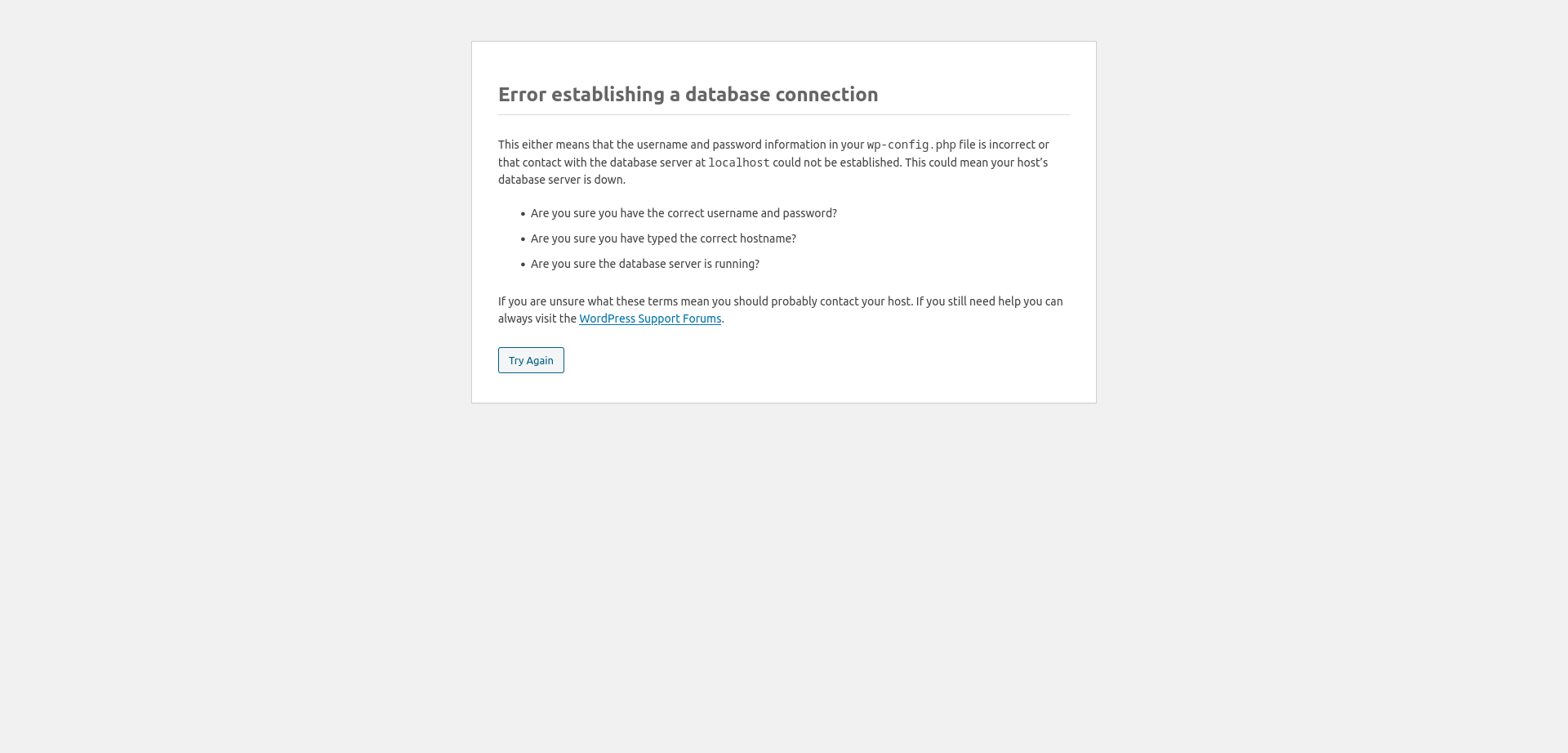 WordPress Database Connection Error