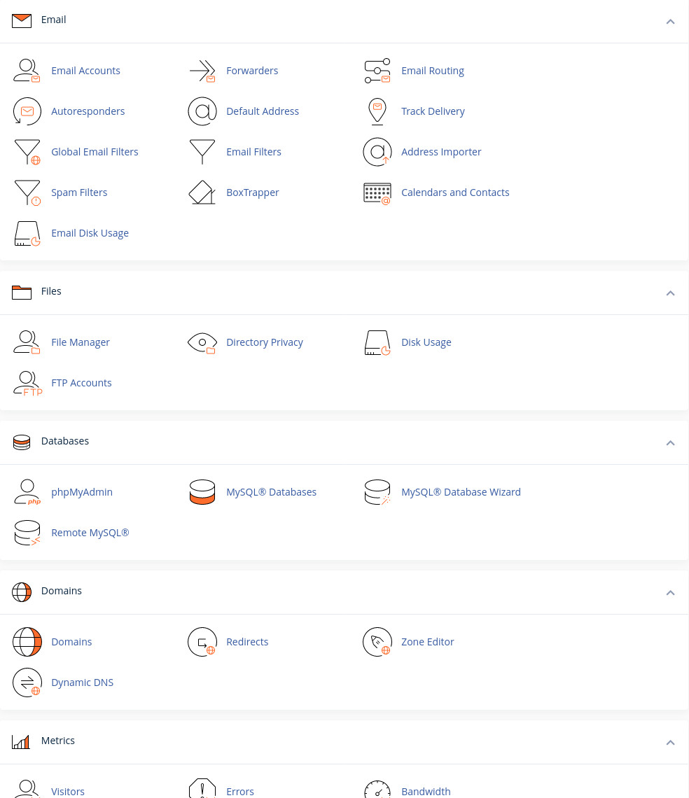 shared hosting cpanel dashboard